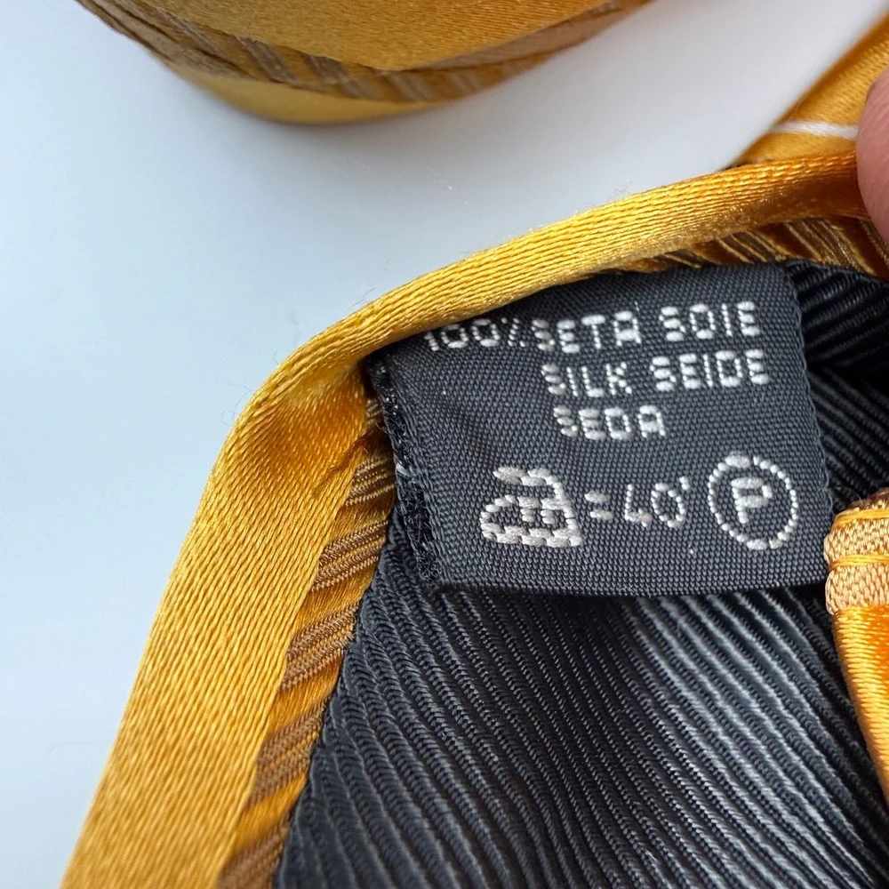 Ermenegildo Zegna Silk Tie‎ Mens OS Gold Blue Brown Striped Italy Luxury Necktie